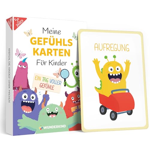 Wunderkind 40 Gefühlskarten für Kinder I Emotionskarten für Kinder I Monsterstarke Gefühle I Für EIN gutes Gefühl I Geschenke Einschulung und Kindergarten I (Inkl. Hörspiel und Bastelkarten) von Wunderkind