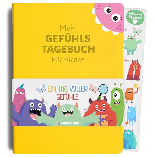 Wunderkind Gefühlstagebuch Kinder 6-12 Jahre | Tagebuch Mädchen und Jungs | Gefühle Buch Kinder | Für ein gutes Gefühl | Dankbarkeitstagebuch für Kinder (inklusive 15 Spiele, Sticker & Hörbuch) von Wunderkind