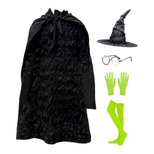 Wusideday Hexen Kostüm Zubehör Set, Halloween Hexenkleid Kostüm Set, Atmungsaktives Festliches Partystrecken Outfit Für 5-12 Jahre Bühnenperformance Drama Cosplay Wusideday Hexen Kostüm Zubehör Set, Halloween Hexenkleid Kostüm Set, Atmungsaktives Festliches Partystrecken Outfit Für 5-12 Jahre Bühnenperformance Drama Cosplay von Wusideday