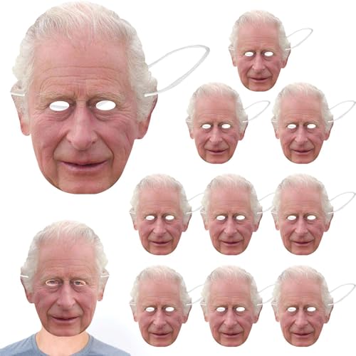 Wusideday King Charles III Hutlose Partys Face Cover, 10 Stück Krönungsdekorationen König Cosplay - Krönung Party Dekorationen Promi-Kostüm Wusideday King Charles III Hutlose Partys Face Cover, 10 Stück Krönungsdekorationen König Cosplay - Krönung Party Dekorationen Promi-Kostüm von Wusideday