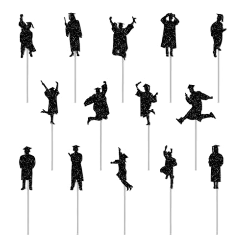 Wusideday Kuchen -Toper -Abschluss, Cupcake Topper Graduation,Papierabschluss Lebensmitteldekoration | Set von 14 Lebensmittel -Vorspeisen für Party, Dessert Cupcake Dekorationen von Wusideday