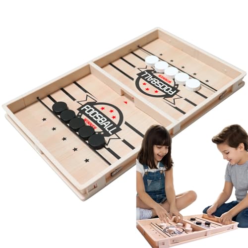 Wusideday Schiebe-Puck | Holz Tisch Spiel Mit Puck Für Zwei Spieler | Interaktives Schiebe-Puck Spiel für Zuhause Schule Kindergarten Wohnzimmer Schlafzimmer Camping Reisen Kinderzimmer Klassenzimmer von Wusideday