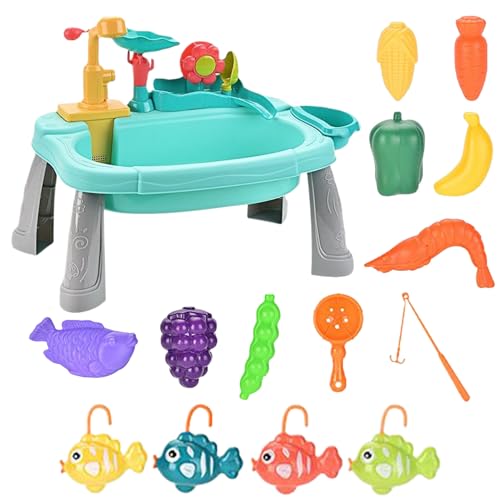 Wuyooprt Spielzeug Spüle für Kinderküche | Spielküchenspüle Mit Elektrischem Wasserhahn,Spielzubehör Geschirr Imitation Ab 3 Jahren von Wuyooprt