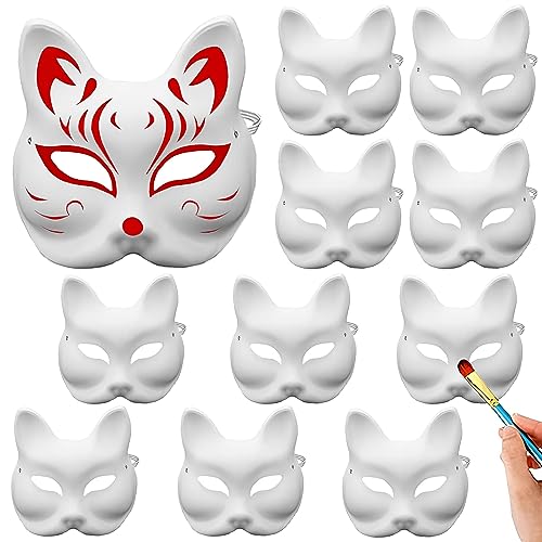 Wuzdy 10 Stück Leere Maske, Weiße Fuchs Cosplay Maske, DIY Maske, Unisex, Kinder und Erwachsene, Kreativitätliebhaber, Feierfreudige Wuzdy 10 Stück Leere Maske, Weiße Fuchs Cosplay Maske, DIY Maske, Unisex, Kinder und Erwachsene, Kreativitätliebhaber, Feierfreudige von Wuzdy