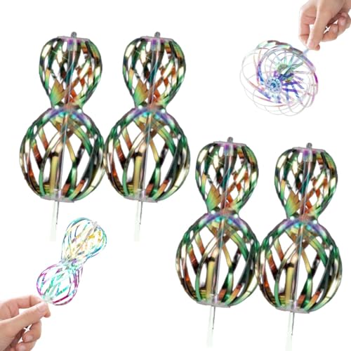4 Stück Rainbow Twirler, Rainbow Twirler Stick, Magic Rainbow Spinner, Rainbow Toy Spinner, Kinderspielzeug, Für Kinder Party Freizeit Innen,Draußen,Kinder Erwachsene von Wuzdy