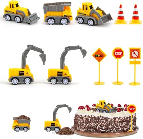Baustellenfahrzeuge Kinder, 10 Stück Bagger Tortendeko, Mini Bagger Kuchendeko Spielzeug mit Verkehrsschildern, Baufahrzeuge für Geburtstag Junge Mädchen 2 3 4 5 Jahre Baustellenfahrzeuge Kinder, 10 Stück Bagger Tortendeko, Mini Bagger Kuchendeko Spielzeug mit Verkehrsschildern, Baufahrzeuge für Geburtstag Junge Mädchen 2 3 4 5 Jahre von Wvu & Wvo