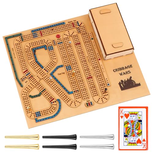 Cribbage Wars Brettspiel, Strategie Krieg Spiel, Lustiges Familien Party Spiele, Cribbage Brettspielset aus Holz mit eingebautem Aufbewahrungsfach für Cribbage Stifte (1Stück) von Wvu & Wvo