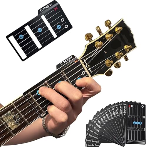 Guitars Akkord-Lernkarten passend für alle Gitarren, Fantastische Karten zum schnellen Mastering von Gitarrenakkorden, einschließlich 15 Grundakkorden, tragbares Gitarren-Starterset Guitars Akkord-Lernkarten passend für alle Gitarren, Fantastische Karten zum schnellen Mastering von Gitarrenakkorden, einschließlich 15 Grundakkorden, tragbares Gitarren-Starterset von Wvu & Wvo