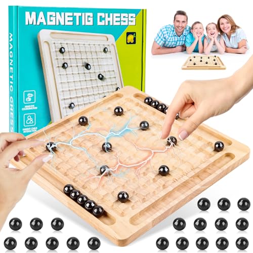 Magnetisches Schachspiel, Magnetic Schachspiel, Magnetic Chess Game mit Schachbrett aus Holz, Multiplayer-Magnetbrettspiel, Magnet Schach, Eltern-Kind-Interaktionsspiel Für Familientreffen von Wvu & Wvo