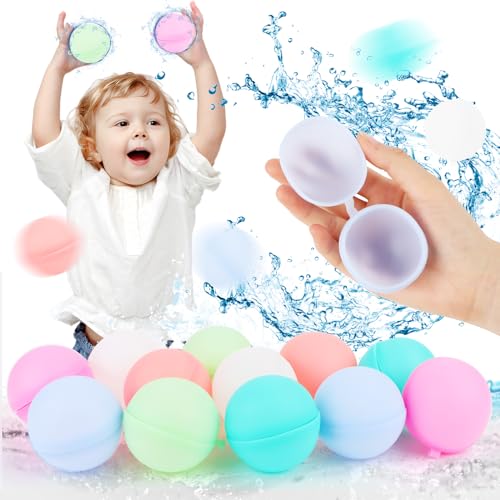 Wasserbomben Wiederverwendbar, 12 Stück Wiederverwendbare Wasserbomben, Wsserbomben Bunt, Silikon Wasserball für Outdoor-Spiele, Sommerpartys Wasserbomben Wiederverwendbar, 12 Stück Wiederverwendbare Wasserbomben, Wsserbomben Bunt, Silikon Wasserball für Outdoor-Spiele, Sommerpartys von Wvu & Wvo