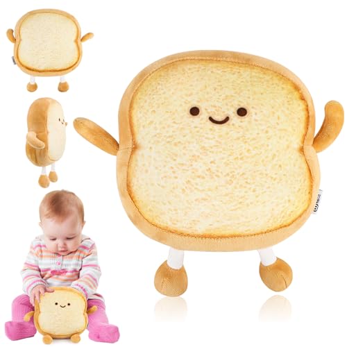 Wvu & Wvo Toastbrot Kuscheltier, 18 cm Toast Brot Kissen, Lustiges Toastkissen, Dekoratives Kissen für Kinder und Erwachsene von Wvu & Wvo