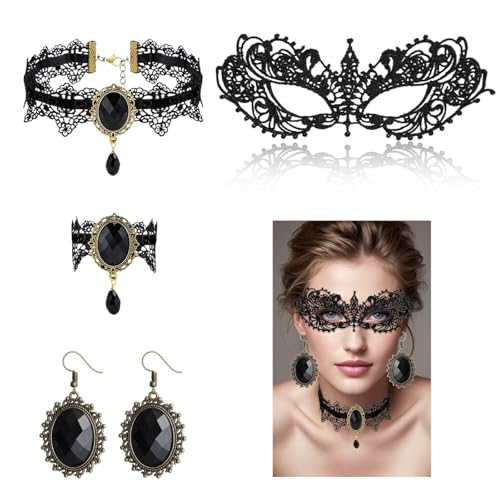 Wxgoqrcn 5-Teiliges Set Venezianische Maske Damen Maskenball Augenmaske Fasching Venezianische-Masken Venezianisches Kostüm Damen für Halloween Kostüm Ball Thanksgiving Party und andere Gelegenheit von Wxgoqrcn