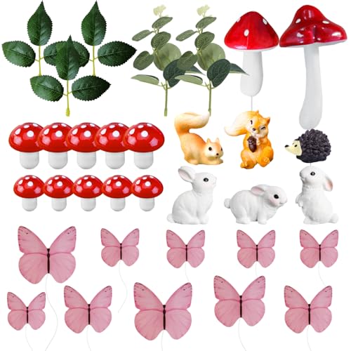 33 Stück Tortendeko Tiere Tortendeko Tiere Tortendeko Mädchen Torten Deko Tortendeko 10 Schmetterlinge 3 weiße Kaninchen 2 Eichhörnchen 1 Igel Wald Tier Geburtstag Dekoration Dschungel-Thema von Wxgoqrcn