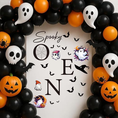 Wxiben Halloween-Geburtstagsparty-Dekorationen – Gruseliges Schild, Geister-Kürbis-Fledermaus-Spinnennetz-Wandaufkleber für Ballonbogen, Hintergrunddekoration, 1. Geburtstag, Party-Dekorationen Wxiben Halloween-Geburtstagsparty-Dekorationen – Gruseliges Schild, Geister-Kürbis-Fledermaus-Spinnennetz-Wandaufkleber für Ballonbogen, Hintergrunddekoration, 1. Geburtstag, Party-Dekorationen von Wxiben