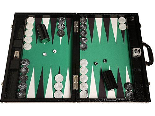 Wycliffe Brothers Backgammon-Turnierset – Schwarzes Kroko mit grüner Spielfläche – Gen III Wycliffe Brothers Backgammon-Turnierset – Schwarzes Kroko mit grüner Spielfläche – Gen III von Wycliffe Brothers