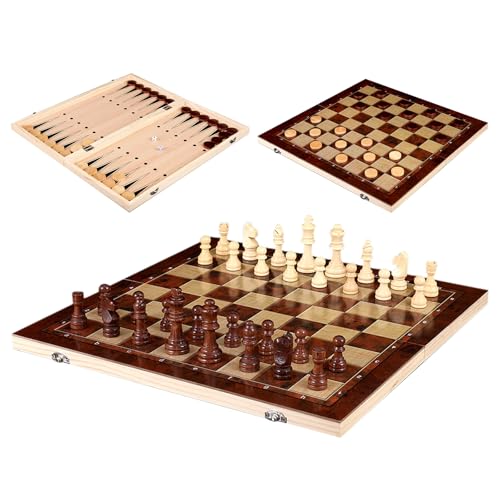 Schachspiel Holz klappbar, Tragbares und Faltbares Chess Board Set, 3 in 1 Schachspiel Hochwertig, Chess Board Set klappbar für Party Familie Aktivitäten,reiseschach, Anfänger,schachspiel Schachspiel Holz klappbar, Tragbares und Faltbares Chess Board Set, 3 in 1 Schachspiel Hochwertig, Chess Board Set klappbar für Party Familie Aktivitäten,reiseschach, Anfänger,schachspiel von Wydexint