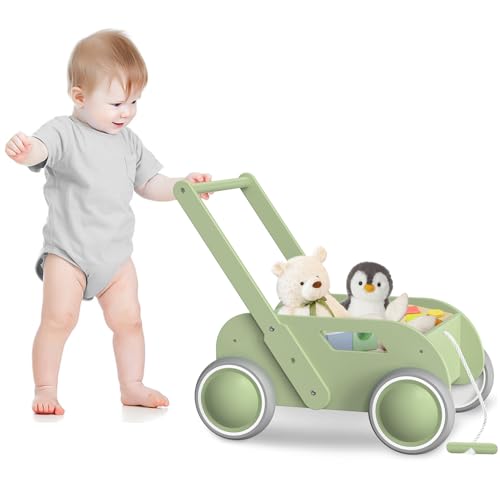 Holz Baby Walker für Säuglinge zu Kleinkind, Baby Push Walker mit Rollen für Jungen Mädchen, Spielzeug Geschenk für Geburtstag Weihnachten Neujahr, Holz Grün Holz Baby Walker für Säuglinge zu Kleinkind, Baby Push Walker mit Rollen für Jungen Mädchen, Spielzeug Geschenk für Geburtstag Weihnachten Neujahr, Holz Grün von WyfKyd