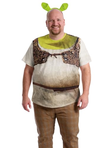 Wyanto Halloween-Kostüm für Herren, grüner Oger, Halloween-Kostüm, lustiges Monster-Cosplay-Outfit, grünes Stirnband, 2 Stück, Grau, 3XL von Wynato