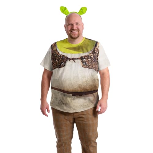 Wyanto Halloween-Kostüm für Herren, grüner Oger, Halloween-Kostüm, lustiges Monster-Cosplay-Outfit, grünes Stirnband, 2 Stück, Grau, Large von Wynato