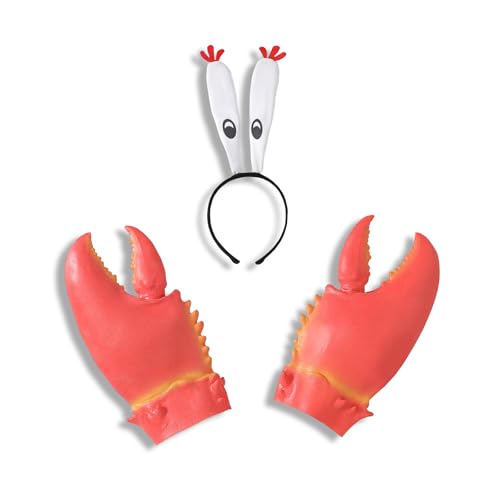 Wynato 2-teiliges Krabben-Halloween-Kostüm-Set, Krabbenaugen, Stirnband und Krallenhandschuhe, Krabben-Kostüm, Erwachsenenkostüm, Rot/Ausflug, einfarbig (Getaway Solids), L von Wynato