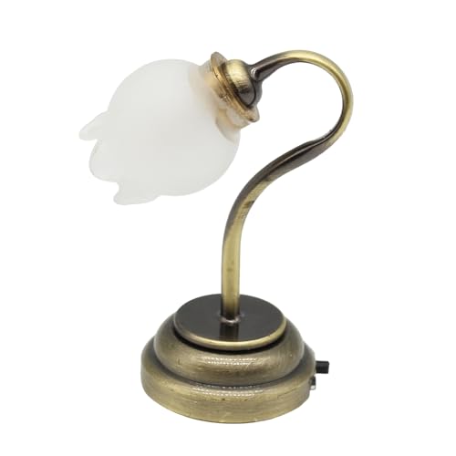 Wynrzyj 1/12 Dollhouses Miniaturschischtischlampe Mit Blütenschatten Für Puppenhäuser Sammler Dollhouses Schlafzimmer Display Möbel von Wynrzyj