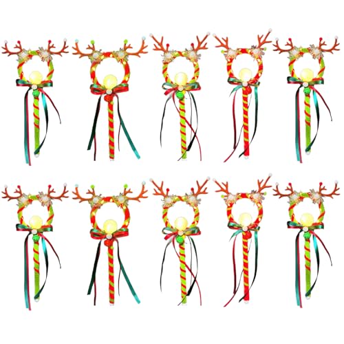 Wynrzyj 10/15 PCS Rentierglocken Leuchten Sticks Für Weihnachtsfeiern Farbverschiedener Magischer Zauberstab Für Kinder Und Familienfeier von Wynrzyj