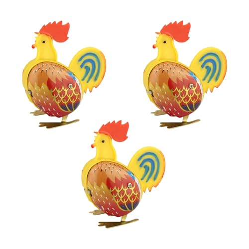 Wynrzyj 3pcs Retro Windup Rooster Tinplate Clockworks Rooster Toy Vintage Sprung Und Bewegen Von Hühnchen Für Kinder Und Sammler von Wynrzyj
