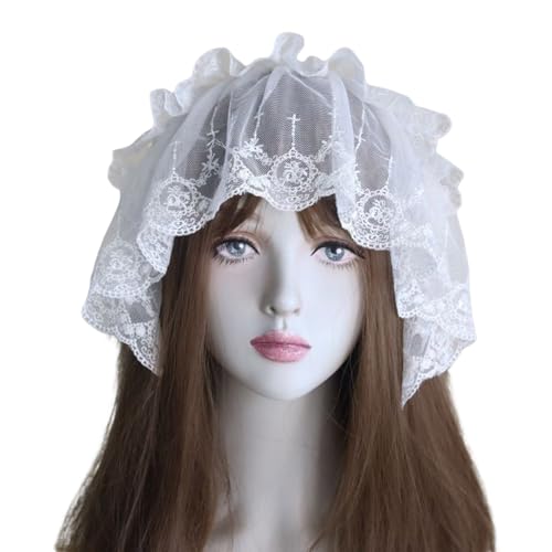 Wynrzyj Cosplay Maid Spitze Stirnband Haarband Schöner Schleier Ruffen Trimm Für Frauen Kostümstirnband Für Frauen Weiß von Wynrzyj