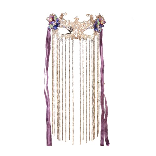 Wynrzyj Elegante Legierung Tassels Maske Handgefertigte Fransen Schleier Maske Gesichtsbedeckung Accessoires Für Tanzkünstler Und Kostümliebhaber von Wynrzyj