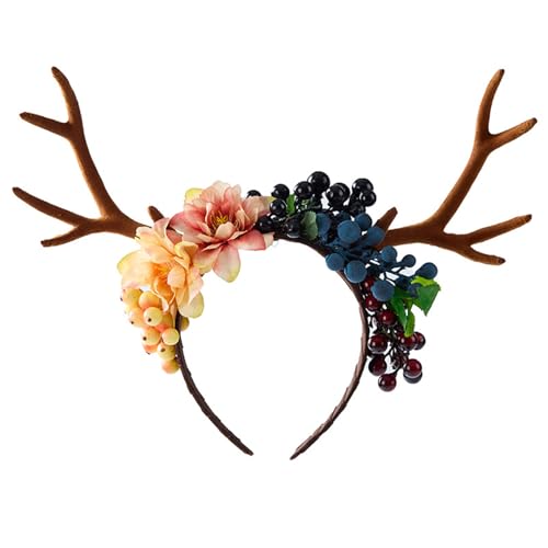 Wynrzyj Mehrzweck Pilzhirschgeweih Stirnbänder Mit Detail Blumenhaarband Für Kostümveranstaltungen Fotografie Requisiten Harzohren Stirnbänder Mit Stickdetails von Wynrzyj