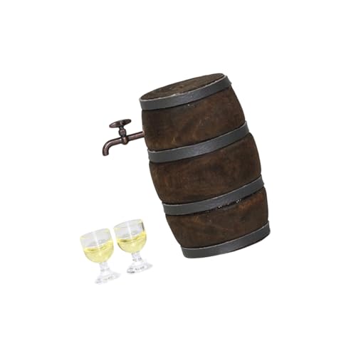 Wynrzyj Miniaturweinfässer Mit Weingläser Dekoration Für 1/12 Puppenhausbegeisterte Und Bastelprojekt Display Möbel Puppenhaus Miniatur Dekorative Accessoires von Wynrzyj