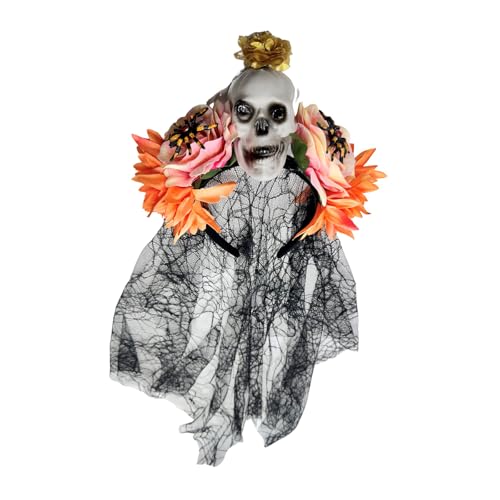 Wynrzyj Punk Spitze Spiderweb Web Hairband Mit Harz Skelett Rose Designs Für Halloween Kostümfeiern Und Themenveranstaltung Gothic Spiderweb Hairpiece Mit Blumendesign von Wynrzyj
