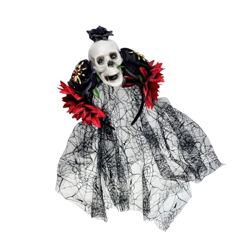 Wynrzyj Punk Spitze Spiderweb Web Hairband Mit Harz Skelett Rose Designs Für Halloween Kostümfeiern Und Themenveranstaltung Gothic Spiderweb Hairpiece Mit Blumendesign von Wynrzyj