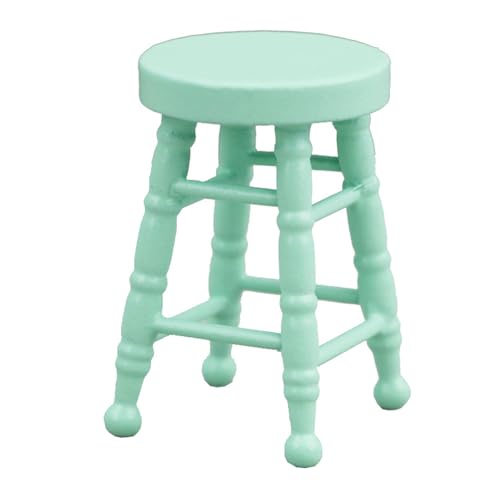 Wynrzyj Puppenhaus Zakka Stuhl Modell Realistische Puppenhäuser Rund Top Stuhl Realistische Spielhocker Realistisch 1:12 Modell Spielzeug von Wynrzyj
