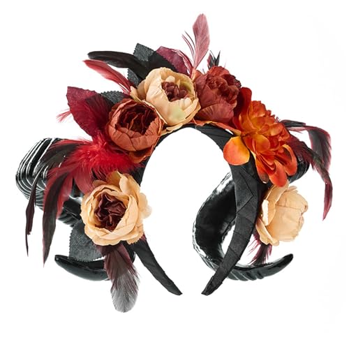 Wynrzyj Raffinierte Schaf Horn Stirnband Mysteriöses Rose Design Für Halloween Event Musikfestivals Und Mode Outfits Dark Aesthetic Festival Hairband von Wynrzyj