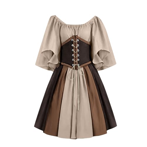 Halloween Kostüm Damen Mittelalter Renaissance Viktorianisches Colorblock Kleid Mittelalter Kostüm Off-Shoulder Hoher Taille Kurzarm Midikleid mit Korsett Gothic Retro Cosplay Kleid Karneval Halloween Halloween Kostüm Damen Mittelalter Renaissance Viktorianisches Colorblock Kleid Mittelalter Kostüm Off-Shoulder Hoher Taille Kurzarm Midikleid mit Korsett Gothic Retro Cosplay Kleid Karneval Halloween von Wyongtao