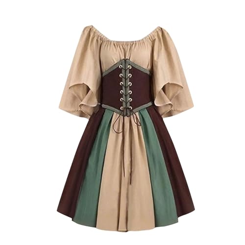 Halloween Kostüm Damen Mittelalter Renaissance Viktorianisches Colorblock Kleid Mittelalter Kostüm Off-Shoulder Hoher Taille Kurzarm Midikleid mit Korsett Gothic Retro Cosplay Kleid Karneval Halloween Halloween Kostüm Damen Mittelalter Renaissance Viktorianisches Colorblock Kleid Mittelalter Kostüm Off-Shoulder Hoher Taille Kurzarm Midikleid mit Korsett Gothic Retro Cosplay Kleid Karneval Halloween von Wyongtao