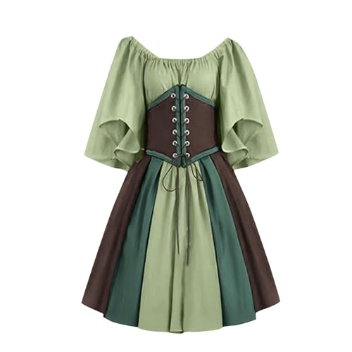Halloween Kostüm Damen Mittelalter Renaissance Viktorianisches Colorblock Kleid Mittelalter Kostüm Off-Shoulder Hoher Taille Kurzarm Midikleid mit Korsett Gothic Retro Cosplay Kleid Karneval Halloween Halloween Kostüm Damen Mittelalter Renaissance Viktorianisches Colorblock Kleid Mittelalter Kostüm Off-Shoulder Hoher Taille Kurzarm Midikleid mit Korsett Gothic Retro Cosplay Kleid Karneval Halloween von Wyongtao