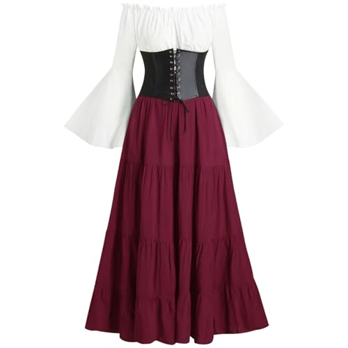 Halloween Kostüm Damen Mittelalter Renaissance Viktorianisches Kleid Mittelalter Kostüm Off-Shoulder Ausgestellten Ärmeln Hoher Taille Kleid mit Korsett Gothic Retro Cosplay Kleider Karneval Halloween Halloween Kostüm Damen Mittelalter Renaissance Viktorianisches Kleid Mittelalter Kostüm Off-Shoulder Ausgestellten Ärmeln Hoher Taille Kleid mit Korsett Gothic Retro Cosplay Kleider Karneval Halloween von Wyongtao