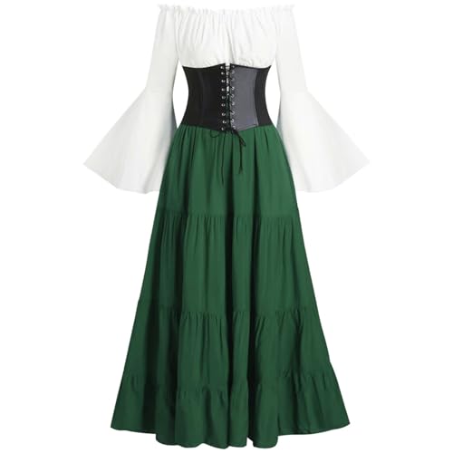 Halloween Kostüm Damen Mittelalter Renaissance Viktorianisches Kleid Mittelalter Kostüm Off-Shoulder Ausgestellten Ärmeln Hoher Taille Kleid mit Korsett Gothic Retro Cosplay Kleider Karneval Halloween Halloween Kostüm Damen Mittelalter Renaissance Viktorianisches Kleid Mittelalter Kostüm Off-Shoulder Ausgestellten Ärmeln Hoher Taille Kleid mit Korsett Gothic Retro Cosplay Kleider Karneval Halloween von Wyongtao