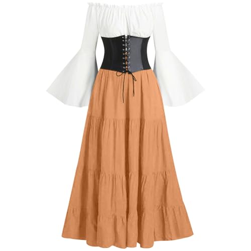 Halloween Kostüm Damen Mittelalter Renaissance Viktorianisches Kleid Mittelalter Kostüm Off-Shoulder Ausgestellten Ärmeln Hoher Taille Kleid mit Korsett Gothic Retro Cosplay Kleider Karneval Halloween Halloween Kostüm Damen Mittelalter Renaissance Viktorianisches Kleid Mittelalter Kostüm Off-Shoulder Ausgestellten Ärmeln Hoher Taille Kleid mit Korsett Gothic Retro Cosplay Kleider Karneval Halloween von Wyongtao