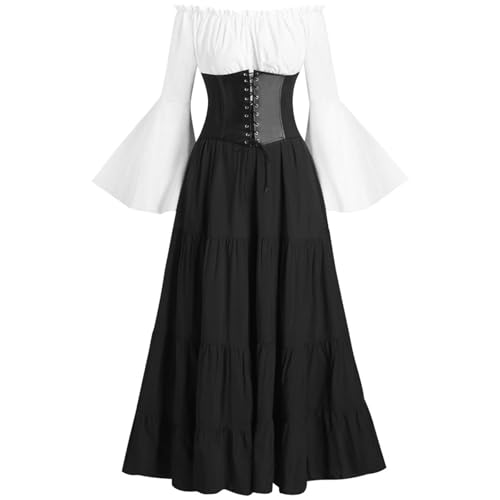 Halloween Kostüm Damen Mittelalter Renaissance Viktorianisches Kleid Mittelalter Kostüm Off-Shoulder Ausgestellten Ärmeln Hoher Taille Kleid mit Korsett Gothic Retro Cosplay Kleider Karneval Halloween Halloween Kostüm Damen Mittelalter Renaissance Viktorianisches Kleid Mittelalter Kostüm Off-Shoulder Ausgestellten Ärmeln Hoher Taille Kleid mit Korsett Gothic Retro Cosplay Kleider Karneval Halloween von Wyongtao