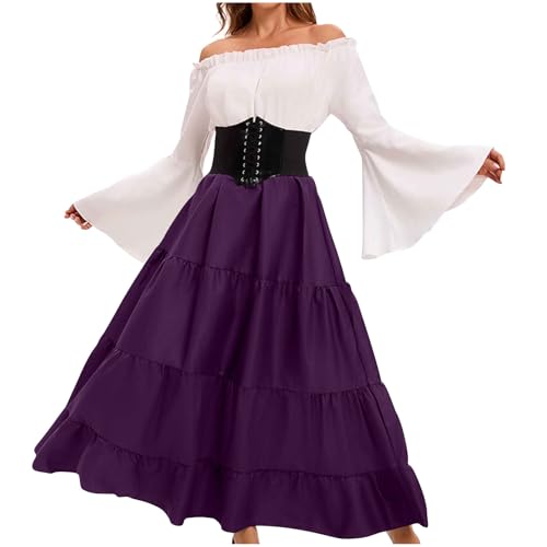 Mittelalter Kostüm Damen Renaissance Viktorianisches Kleid Mittelalter Kleidung Off-Shoulder Ausgestellten Ärmeln Hoher Taille Kleid mit Korsett Gothic Retro Cosplay Kleider Karneval Halloween Mittelalter Kostüm Damen Renaissance Viktorianisches Kleid Mittelalter Kleidung Off-Shoulder Ausgestellten Ärmeln Hoher Taille Kleid mit Korsett Gothic Retro Cosplay Kleider Karneval Halloween von Wyongtao