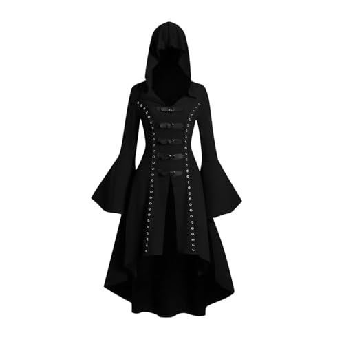 Wyongtao Gothic Kleidung Damen Renaissance Kostüm Damen Mittelalter Kleidung Mittelalterliches Kleid mit Kapuze Langarm Retro Gothic Cosplay für Halloween Karneval S-5XL Wyongtao Gothic Kleidung Damen Renaissance Kostüm Damen Mittelalter Kleidung Mittelalterliches Kleid mit Kapuze Langarm Retro Gothic Cosplay für Halloween Karneval S-5XL von Wyongtao