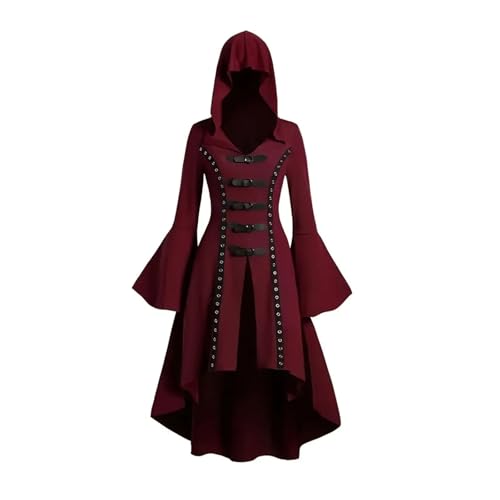 Wyongtao Gothic Kleidung Damen Renaissance Kostüm Damen Mittelalter Kleidung Mittelalterliches Kleid mit Kapuze Langarm Retro Gothic Cosplay für Halloween Karneval S-5XL Wyongtao Gothic Kleidung Damen Renaissance Kostüm Damen Mittelalter Kleidung Mittelalterliches Kleid mit Kapuze Langarm Retro Gothic Cosplay für Halloween Karneval S-5XL von Wyongtao