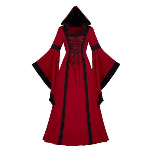 Wyongtao Halloween Kostüm Damen Mittelalterlich Kleid mit Kapuze Gothic Damen Renaissance Costume Retro Einfarbiges Schnürung Glockenärmeln Langes Kleid Erwachsene Halloween Cosplay Kostüm Wyongtao Halloween Kostüm Damen Mittelalterlich Kleid mit Kapuze Gothic Damen Renaissance Costume Retro Einfarbiges Schnürung Glockenärmeln Langes Kleid Erwachsene Halloween Cosplay Kostüm von Wyongtao