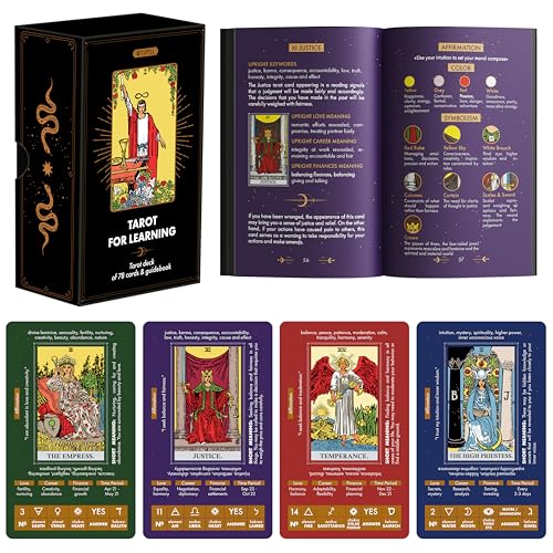 Wyspell Tarot zum Lernen - Tarotkarten mit Bedeutungen auf ihnen - Anfänger Tarot-Deck mit Bedeutungen auf ihnen - Tarotkarten für Anfänger mit Leitfaden von Wyspell