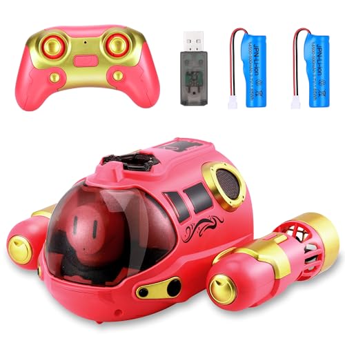 Wyxron Ferngesteuertes Boot mit 2×500mAh Batterien, 2,4-GHz RC Boot mit Dual Propeller, Sprühnebel, Licht und 360° Rotation,Wasserdicht Sommer Besprühtes Spielzeug für Kinder Wasser-Party Geschenk,Rot von Wyxron