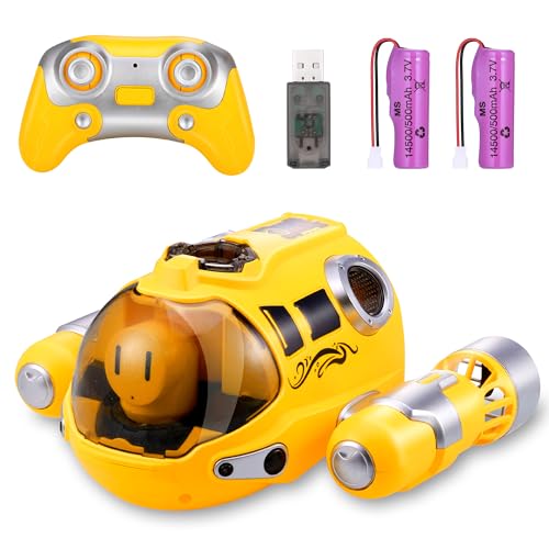 Wyxron Ferngesteuertes Boot mit 2×500mAh Batterien, 2,4-GHz RC Boot mit Dual Propeller, Sprühnebel, Licht und 360° Rotation, Wasserdicht Sommer Besprühtes Spielzeug für Kinder Wasser-Party Geschenk von Wyxron