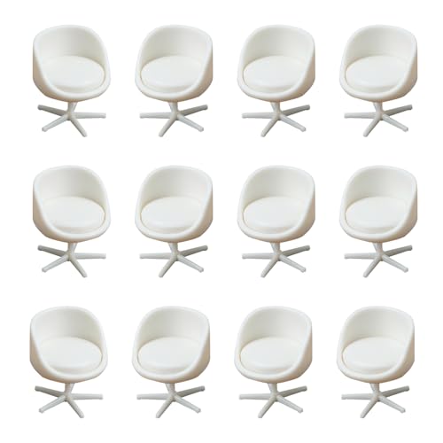 Miniatur-Stuhl, 12 Stück, Maßstab 1:25, Mini-Kunststoffstühle, Mini-Hocker, Mini-Rückenlehne, Drehstuhl für Mini-Hauszubehör, Garten-Szenen-Ornamente von Wzttdm